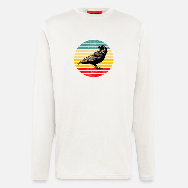 Rabe Krähe Vogel - Langarmshirt - made by SPREAD - OFF WHITE
