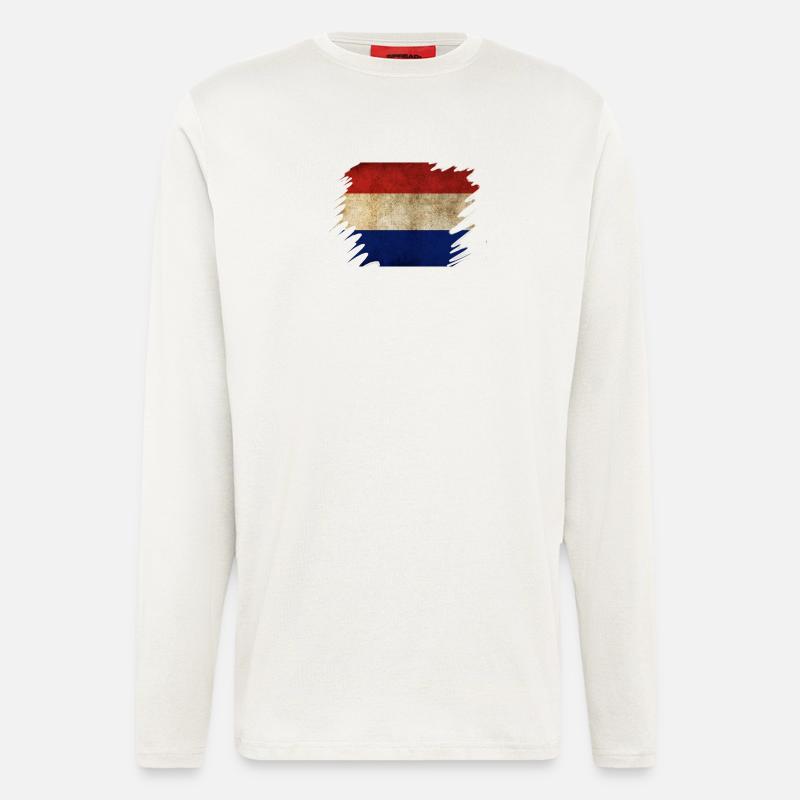 Grunge Holländisches Flaggendesign - Langarmshirt - made by SPREAD  - OFF WHITE