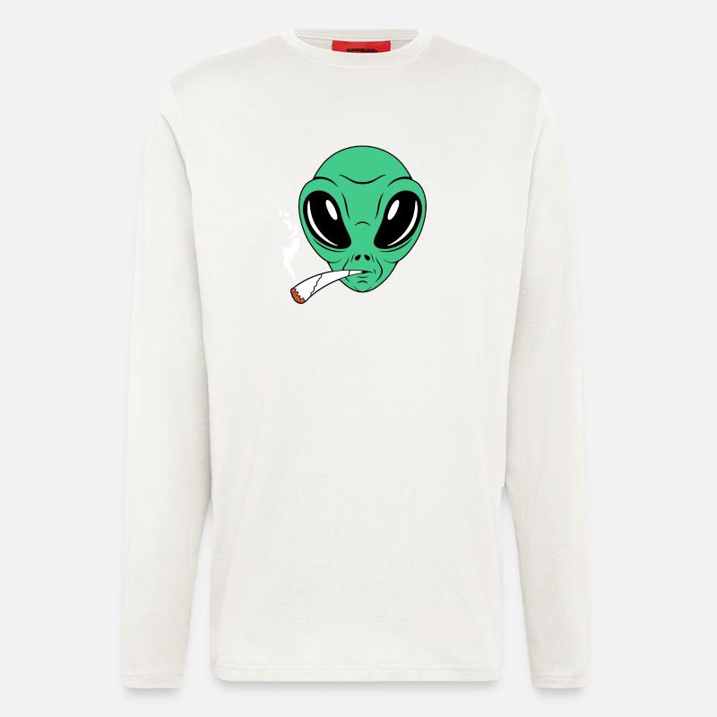 Raucher Alien - Langarmshirt - made by SPREAD  - OFF WHITE