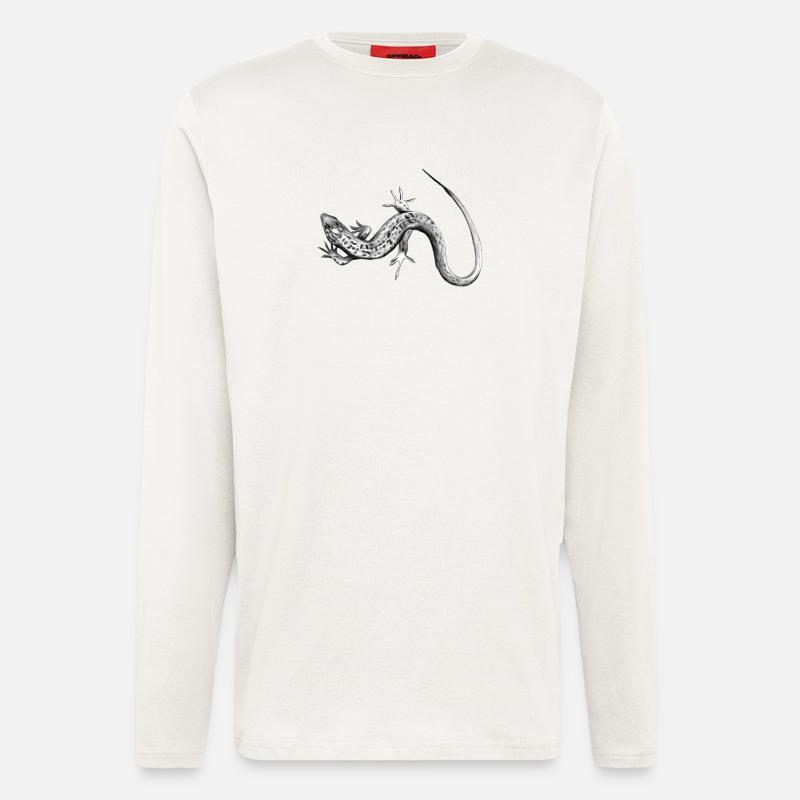 Graue Eidechse Schwarzweiß Muster - Langarmshirt - made by SPREAD  - OFF WHITE