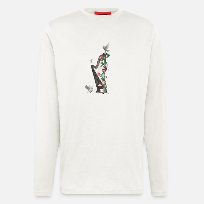 Wunderbare Harfe mit Taube - Langarmshirt - made by SPREAD  - OFF WHITE
