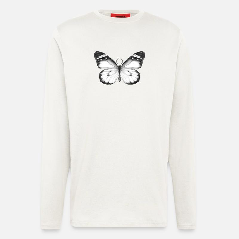 Monochromer Schmetterling - Langarmshirt - made by SPREAD  - OFF WHITE