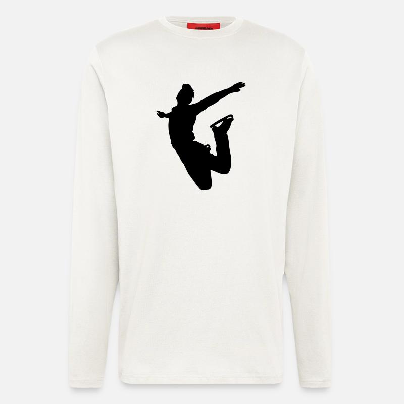 Schattenbild des springenden Eiskunstläufers - Langarmshirt - made by SPREAD  - OFF WHITE