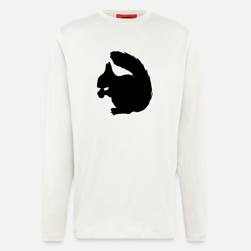 Eichhörnchen mit Nussschattenfigur - Langarmshirt - made by SPREAD  - OFF WHITE