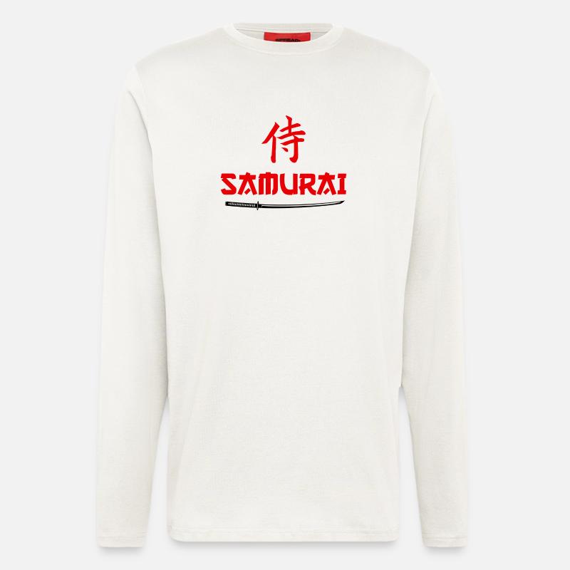 Kanji de l’épée de samouraï - Manches longues bio décontracté fabriqué en UE - OFF WHITE