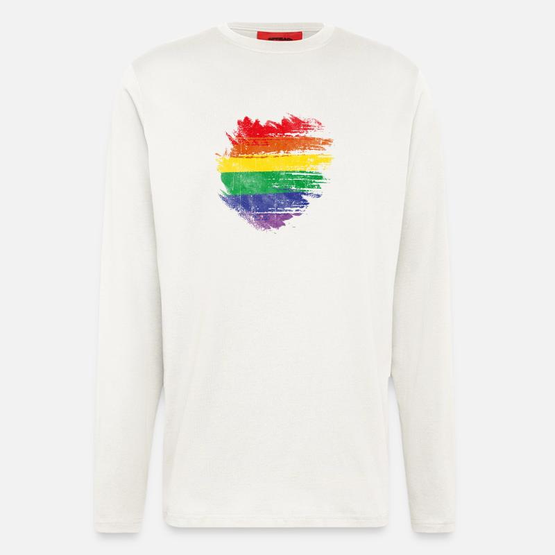 Regenbogenbürstenherz - Langarmshirt - made by SPREAD  - OFF WHITE