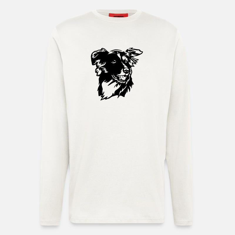 Border Collie Kopf - Langarmshirt - made by SPREAD  - OFF WHITE
