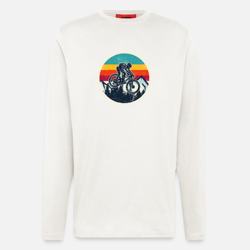 Retro Sunset MTB Fahrer - Langarmshirt - made by SPREAD - OFF WHITE