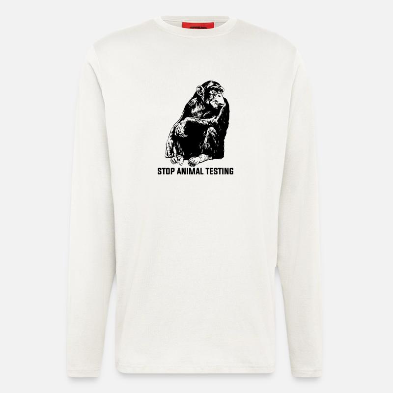 Stop Animal Testing Stops Animal Experiments - Longsleeve - made by SPREAD  - OFF WHITE