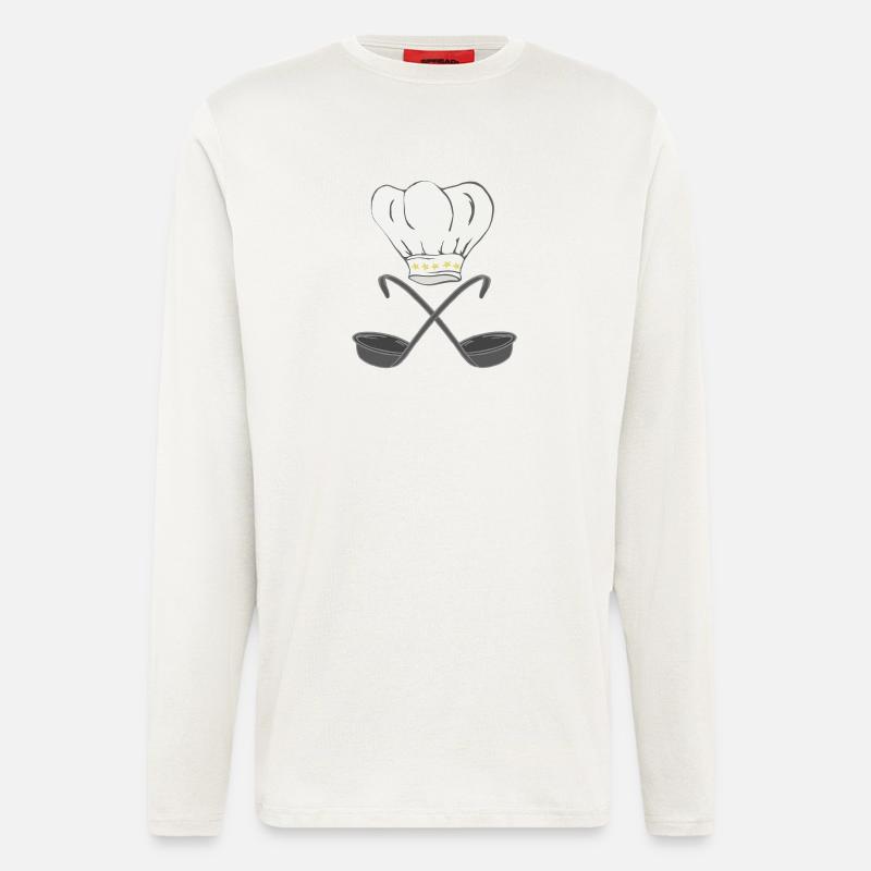 kochmütze mit suppenkellen, kochen - Langarmshirt - made by SPREAD  - OFF WHITE