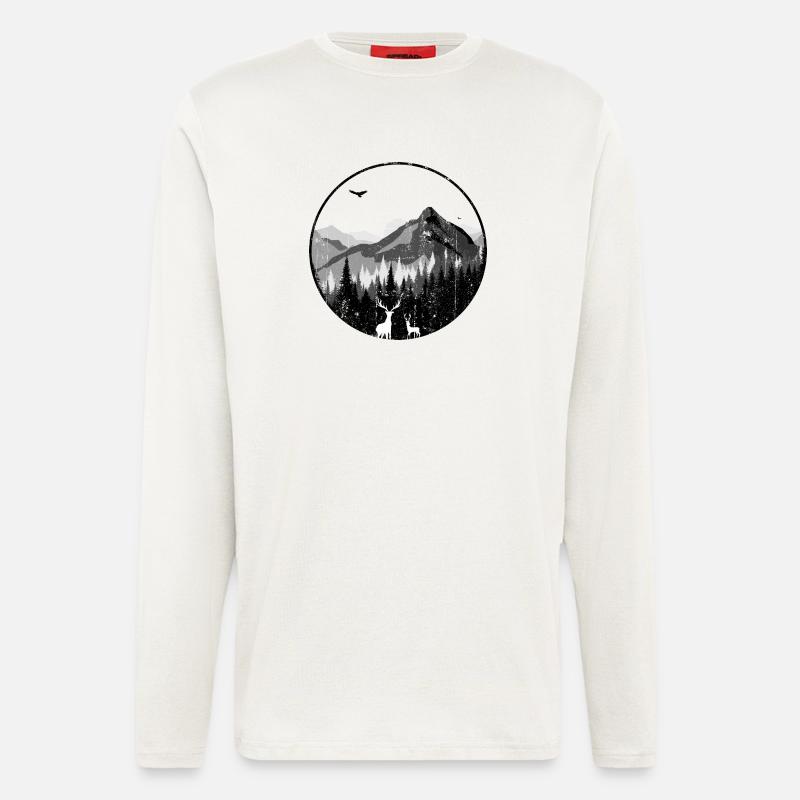 Silhouetten der Mountain Dawn Deer - Langarmshirt - made by SPREAD  - OFF WHITE