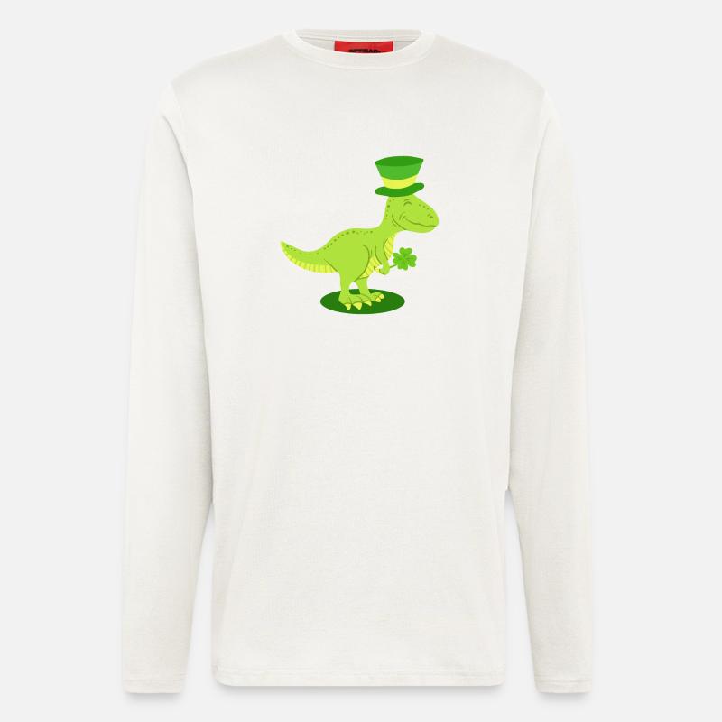 St. Patrick's Day Dinosaurier Irisch - Langarmshirt - made by SPREAD  - OFF WHITE