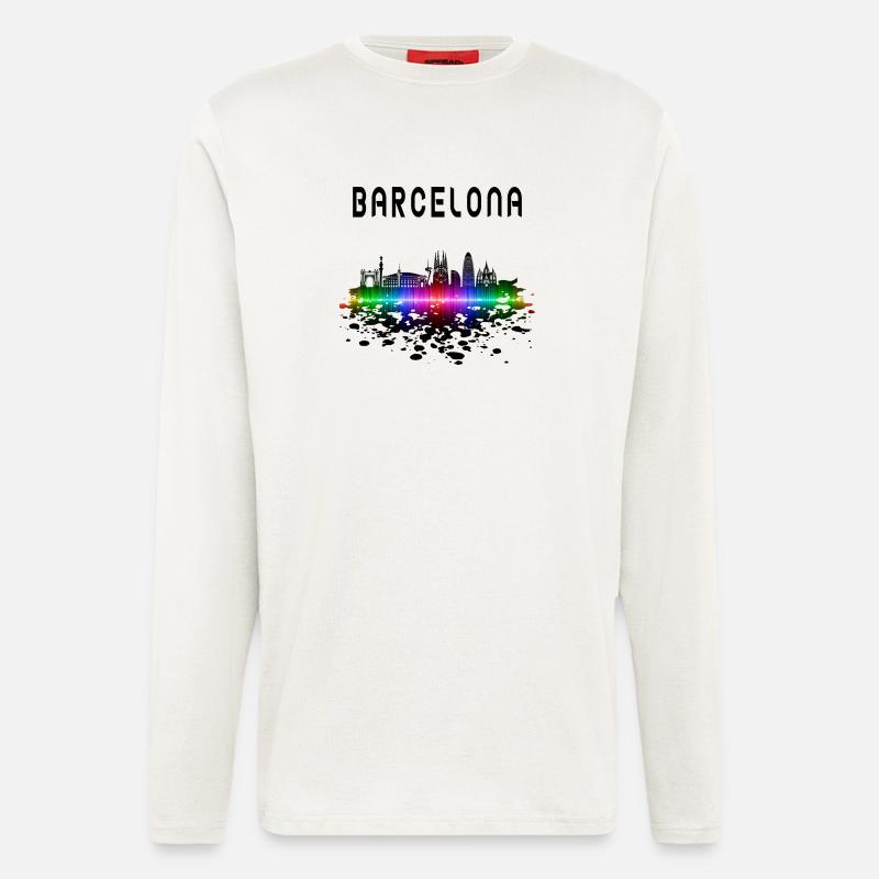 Barcelona Skyline Splash Design / Geschenk - Langarmshirt - made by SPREAD  - OFF WHITE