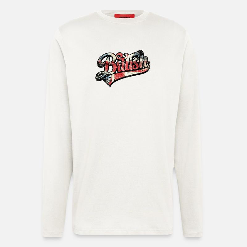 British Pride Distressed Script Tee - Longsleeve - made by SPREAD  - OFF WHITE