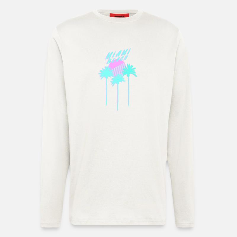 Miami Beach 80's Retro Palmen - Langarmshirt - made by SPREAD - OFF WHITE