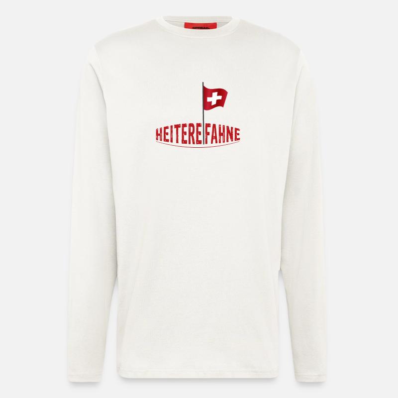 Heiterefahne mit Schweizerfahne, Berndeutsch - Langarmshirt - made by SPREAD  - OFF WHITE