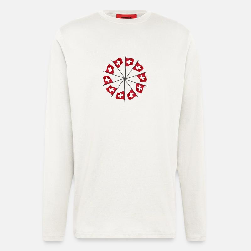 Schweizerfahnen | Swiss flags - Langarmshirt - made by SPREAD  - OFF WHITE