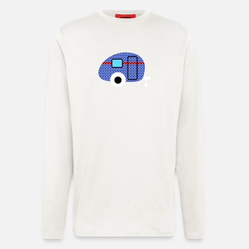 Caravan Strickmuster Wohnwagen Camping Winter - Langarmshirt - made by SPREAD - OFF WHITE