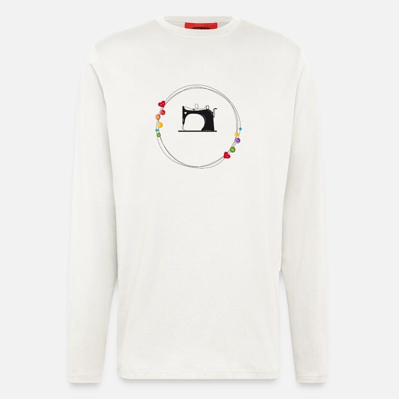 nostalgisch stilisierte Nähmaschine mit Knöpfe - Langarmshirt - made by SPREAD - OFF WHITE