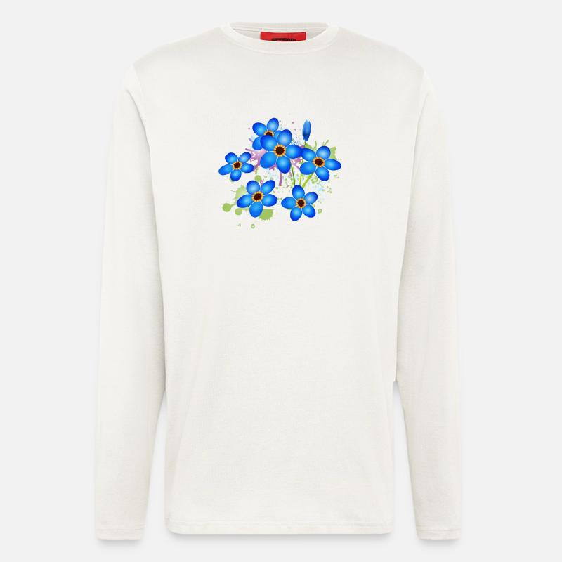 bright blue forget-me-not graffiti - Longsleeve - made by SPREAD  - OFF WHITE