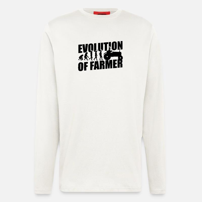 Evolution des Landwirtes Farmer Traktor - Langarmshirt - made by SPREAD  - OFF WHITE