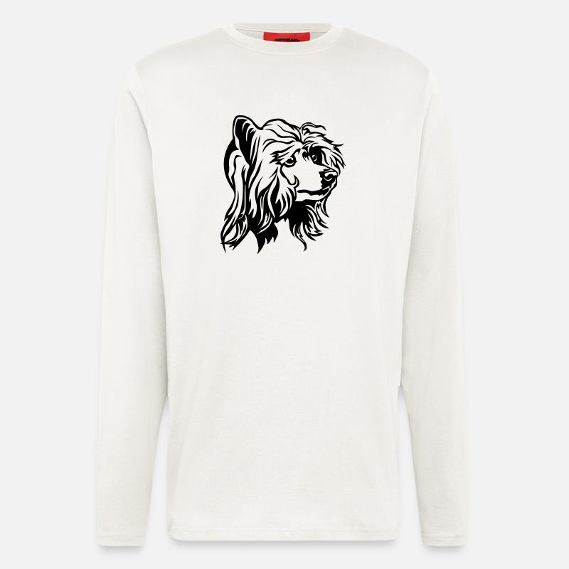 Chinesischer Schopfhund Kopf - Langarmshirt - made by SPREAD  - OFF WHITE