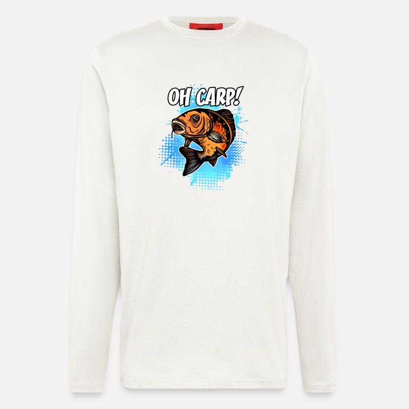 Oh Karpfen – lustiges Karpfenfischen-Design - Langarmshirt - made by SPREAD  - OFF WHITE