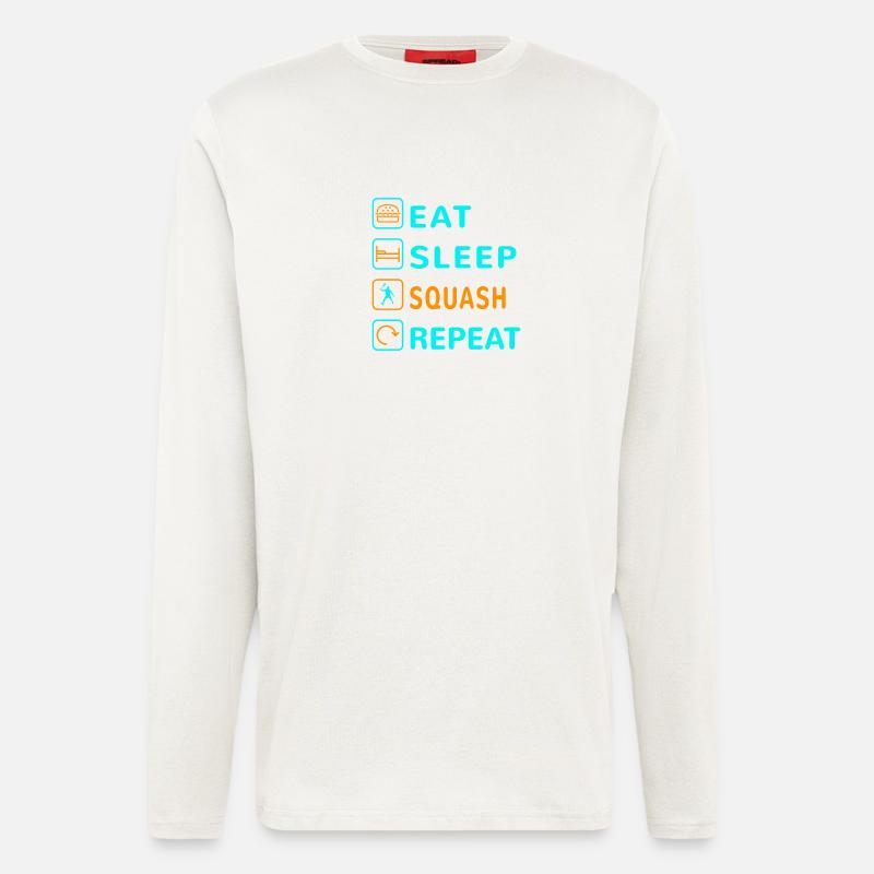 Essen. Schlafen. Squash. Wiederholen Design - Langarmshirt - made by SPREAD  - OFF WHITE