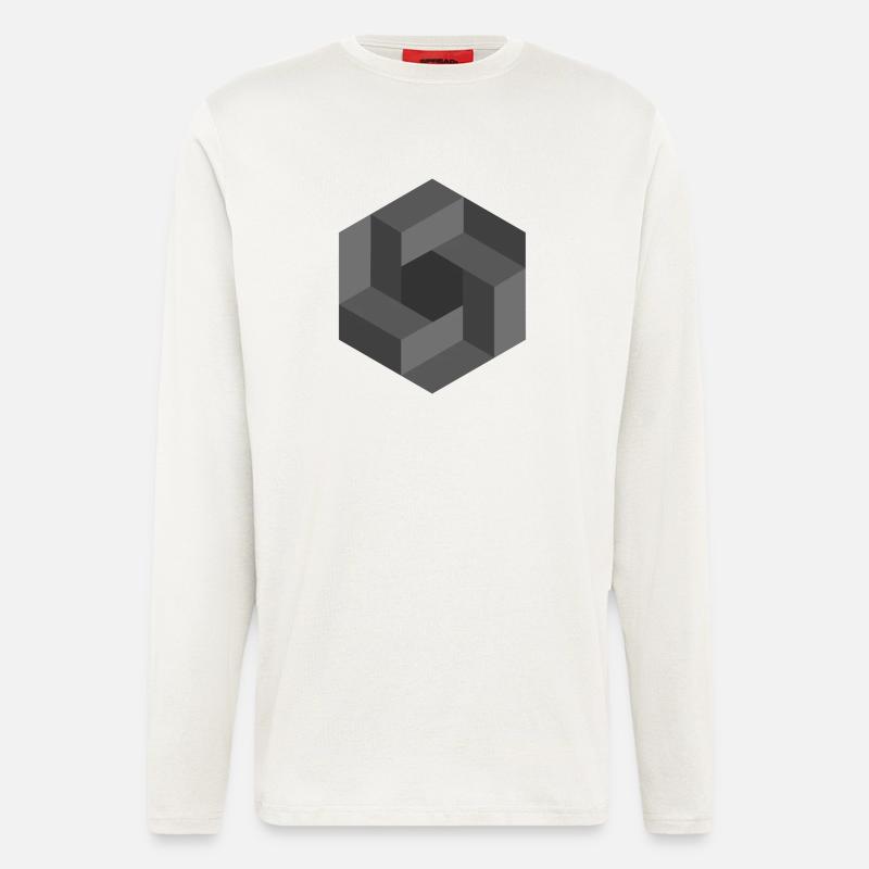 Geometric Illusion Pattern Black White - Longsleeve - made by SPREAD  - OFF WHITE