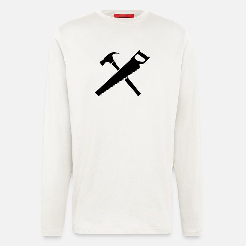 Tools carpenter hammer and saw - Longsleeve - made by SPREAD  - OFF WHITE