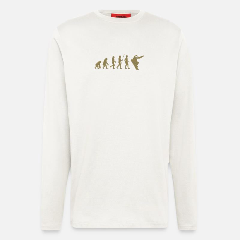 Snowboarder Evolution Geschenkidee - Langarmshirt - made by SPREAD  - OFF WHITE