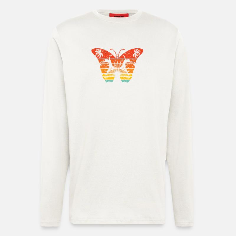 Étrange effet papillon - Manches longues bio décontracté fabriqué en UE - OFF WHITE