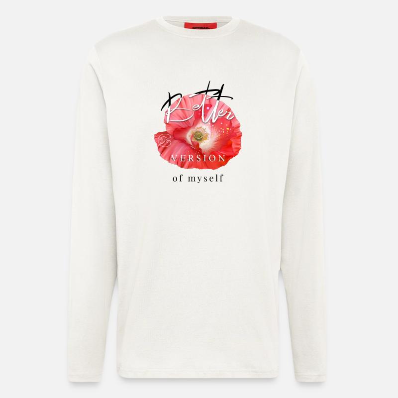 Meilleure version de moi-même Dicton inspirant - Manches longues bio décontracté fabriqué en UE - OFF WHITE