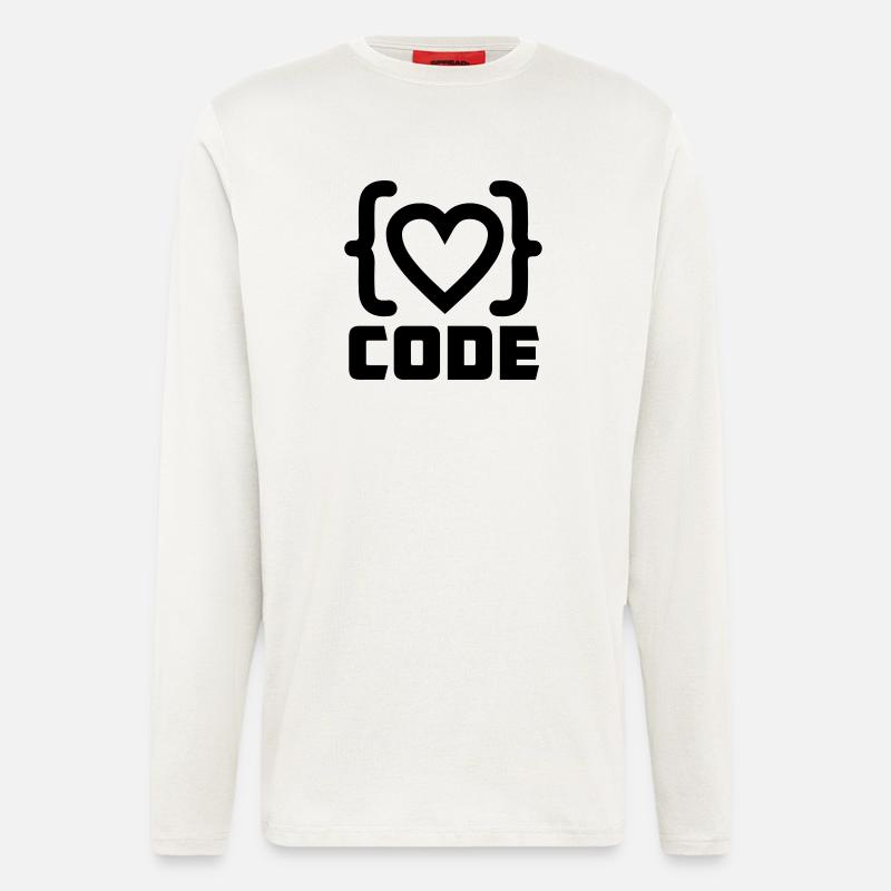 Herzprogrammierer Code Logo mit Text CODE - Langarmshirt - made by SPREAD  - OFF WHITE