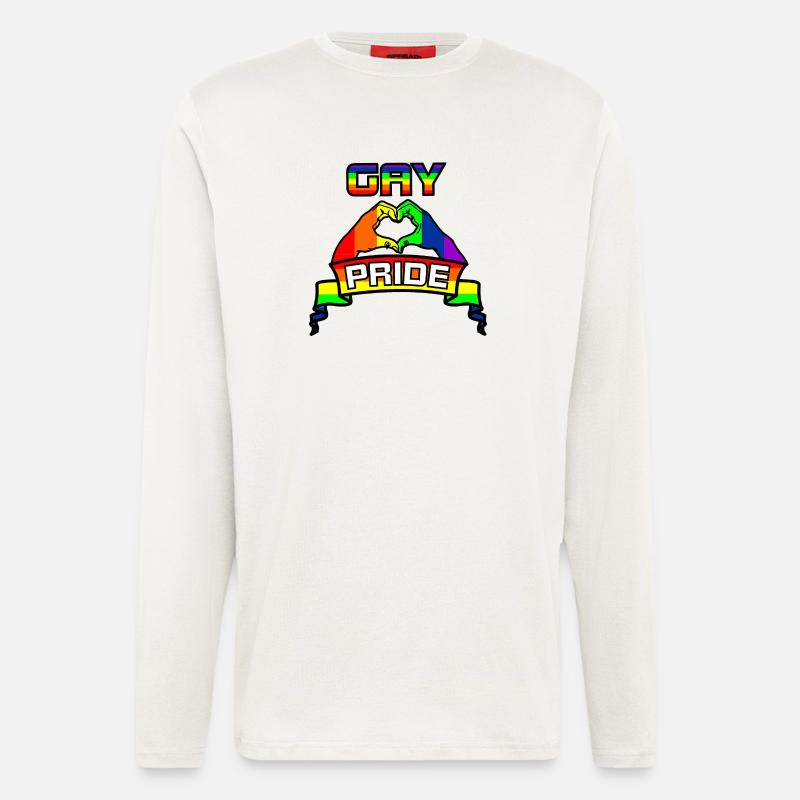 Regenbogen Gay Pride Logo 4 - Langarmshirt - made by SPREAD  - OFF WHITE