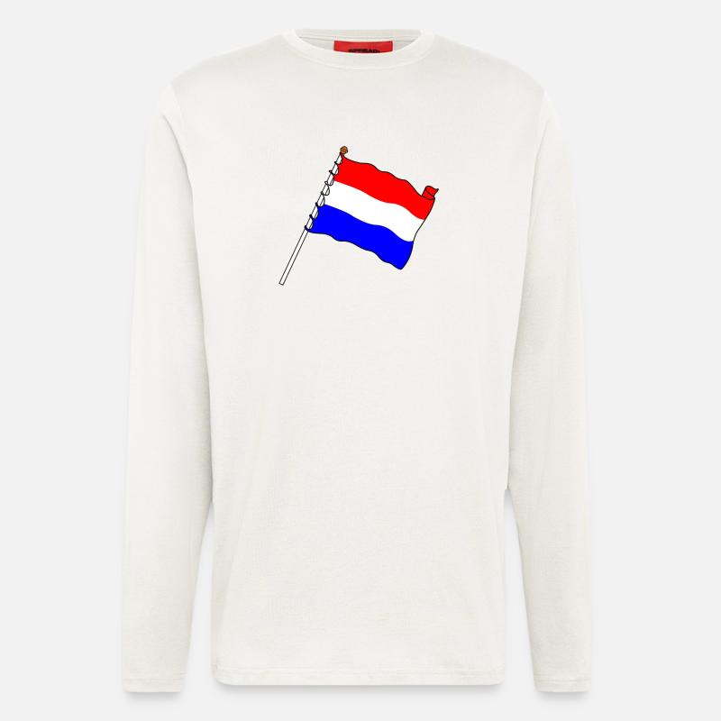 Drapeau Pays-Bas - Manches longues bio décontracté fabriqué en UE - OFF WHITE