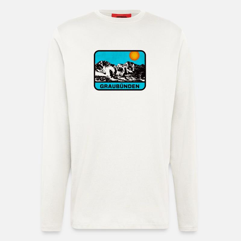 Graubünden Panorama Sonnenrand - Langarmshirt - made by SPREAD  - OFF WHITE