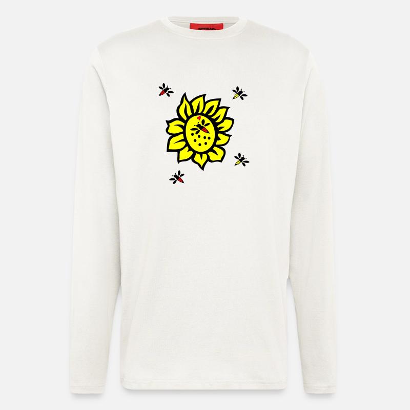 Sonnenblume, Bienen - Langarmshirt - made by SPREAD - OFF WHITE