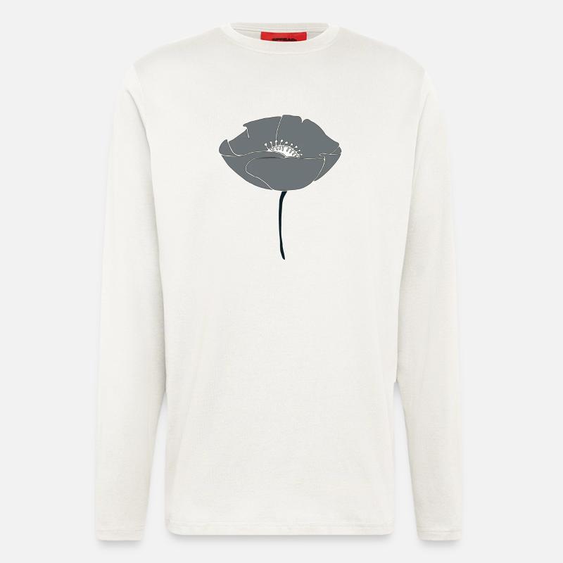 mohnblume grau - Langarmshirt - made by SPREAD  - OFF WHITE