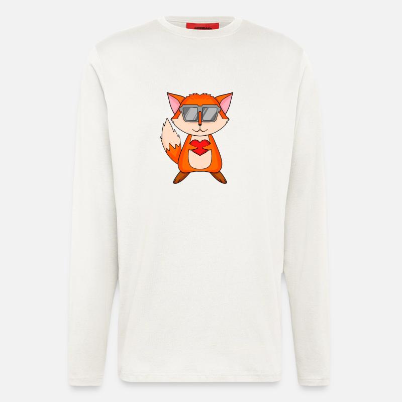 Fox with sunglasses and heart - Longsleeve - made by SPREAD  - OFF WHITE
