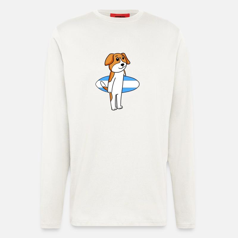Surfboard Dog Beagle Surfing Gift - Longsleeve - made by SPREAD  - OFF WHITE