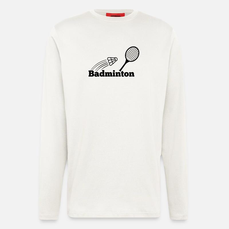 Badminton text with shuttle and racket - Longsleeve - made by SPREAD  - OFF WHITE