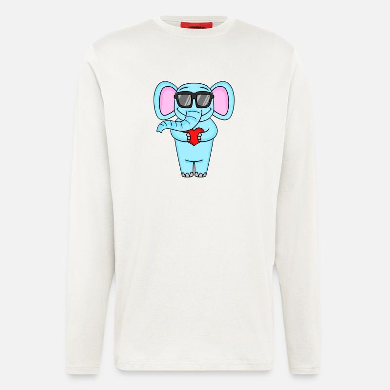Elefant mit Sonnenbrille und Herz - Langarmshirt - made by SPREAD  - OFF WHITE