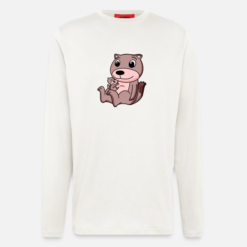 Wiesel mit Baby Wiesel - Langarmshirt - made by SPREAD - OFF WHITE