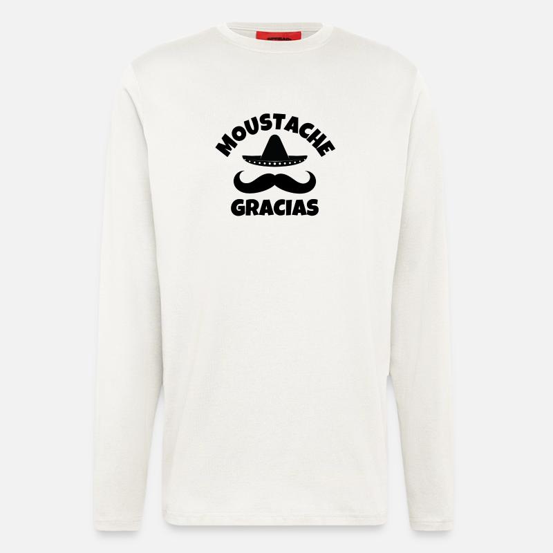 Schnurrbart, Schnurrbart, Schnurrbart gracias - Langarmshirt - made by SPREAD  - OFF WHITE