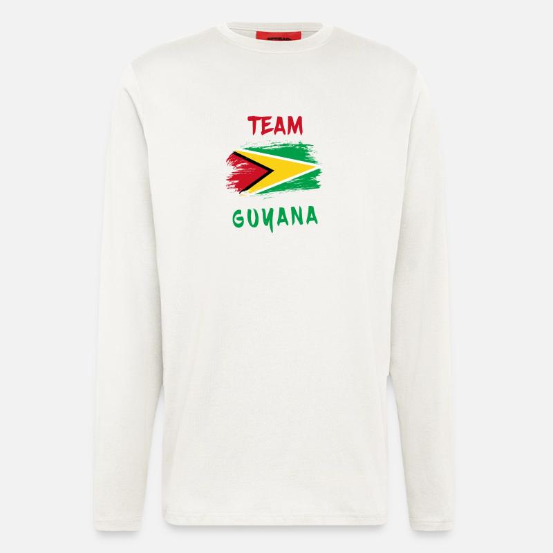 Team Guyana Flaggen Design - Langarmshirt - made by SPREAD - OFF WHITE