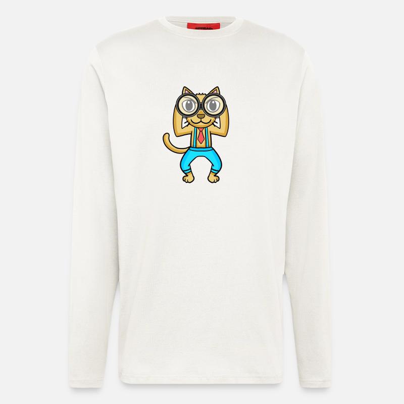 Teleskop Astronomie Astronom Katze - Langarmshirt - made by SPREAD - OFF WHITE