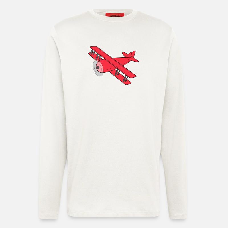 Flugzeug Doppeldecker - Langarmshirt - made by SPREAD  - OFF WHITE