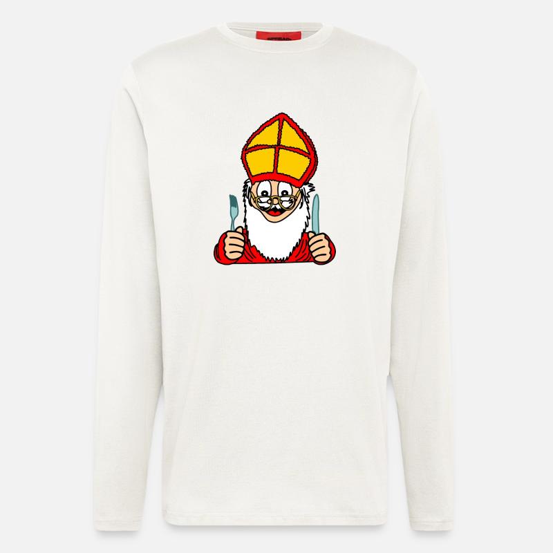 Sinterklaas with knife and fork - Longsleeve - made by SPREAD  - OFF WHITE