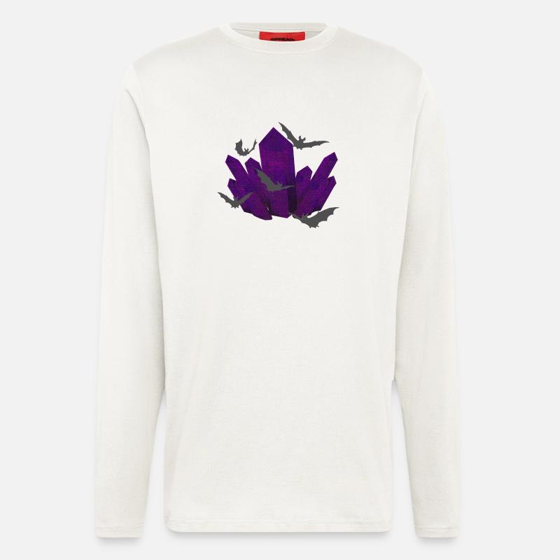 Gothic-kristall, Fledermäuse, verschenken - Langarmshirt - made by SPREAD  - OFF WHITE